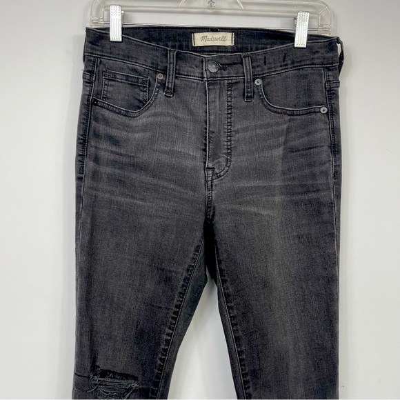 Madewell 9" High Rise Skinny Jeans in Black Sea Raw Hem Distressed Boho H2230 27 - Picture 9 of 16